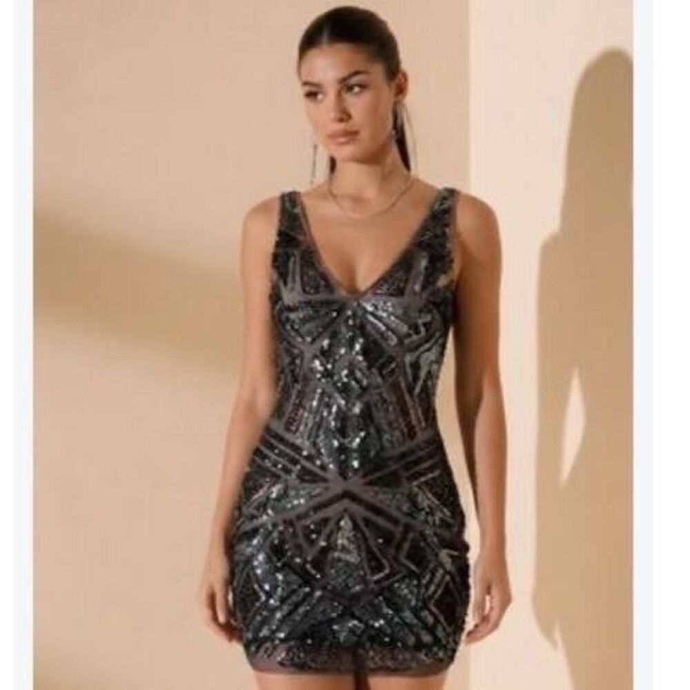 Verty Women's Black and Grey Dress